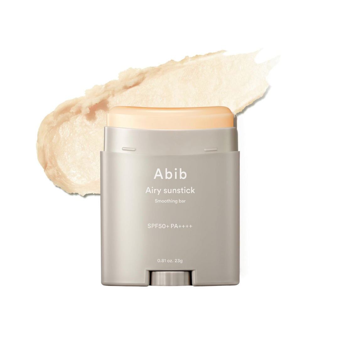 Abib Airy sunstick with a swatch of product on a white background