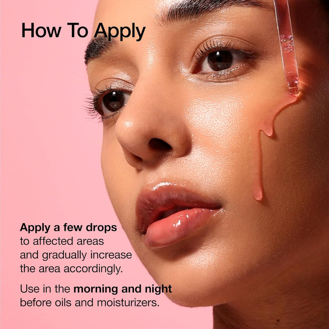 Woman applying Anua Niacinamide 10% + TXA 4% Serum with dropper to her cheek with usage instructions