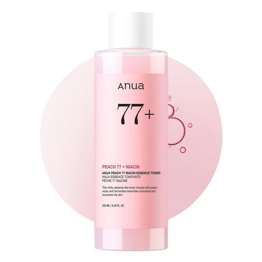 Anua Peach 77+ Niacin Essence Toner on a white background