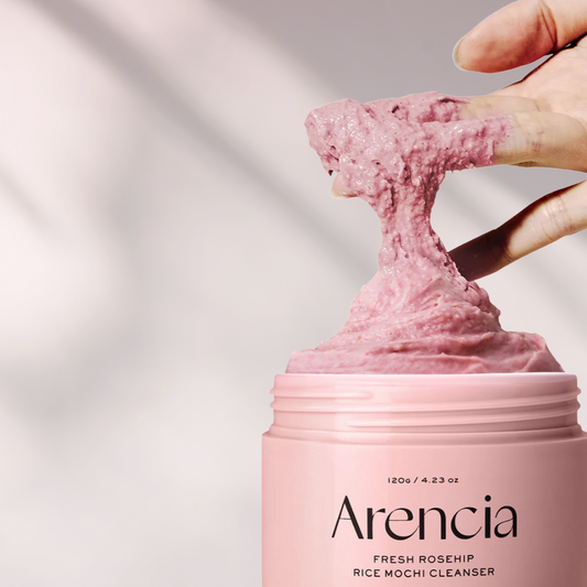 Arencia Fresh Rosehip Rice Mochi Cleanser close up mochi texture shot