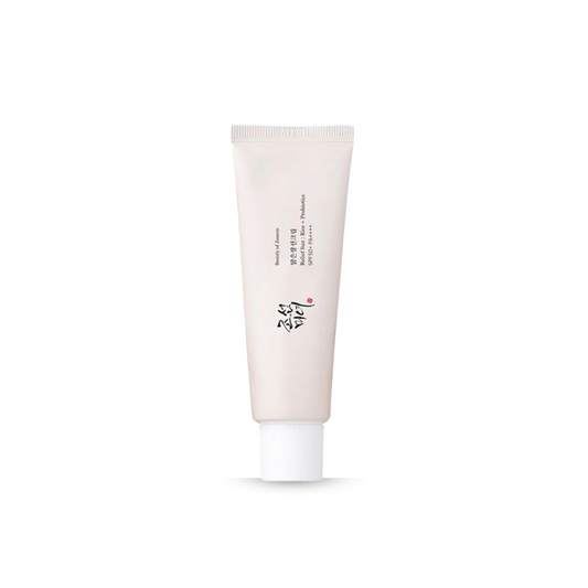 Beauty of Joseon Relief Sun: Rice + Probiotics SPF 50+ PA++++ with text on a white background
