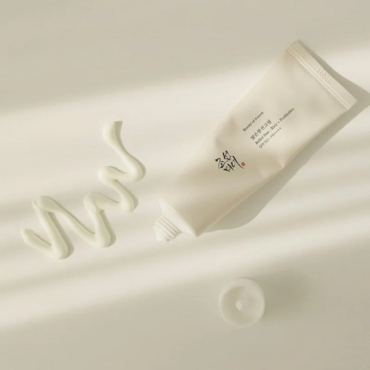 Beauty of Joseon Relief Sun: RiceΒ +Β Probiotics SPFΒ 50+ PA++++ on a cream background