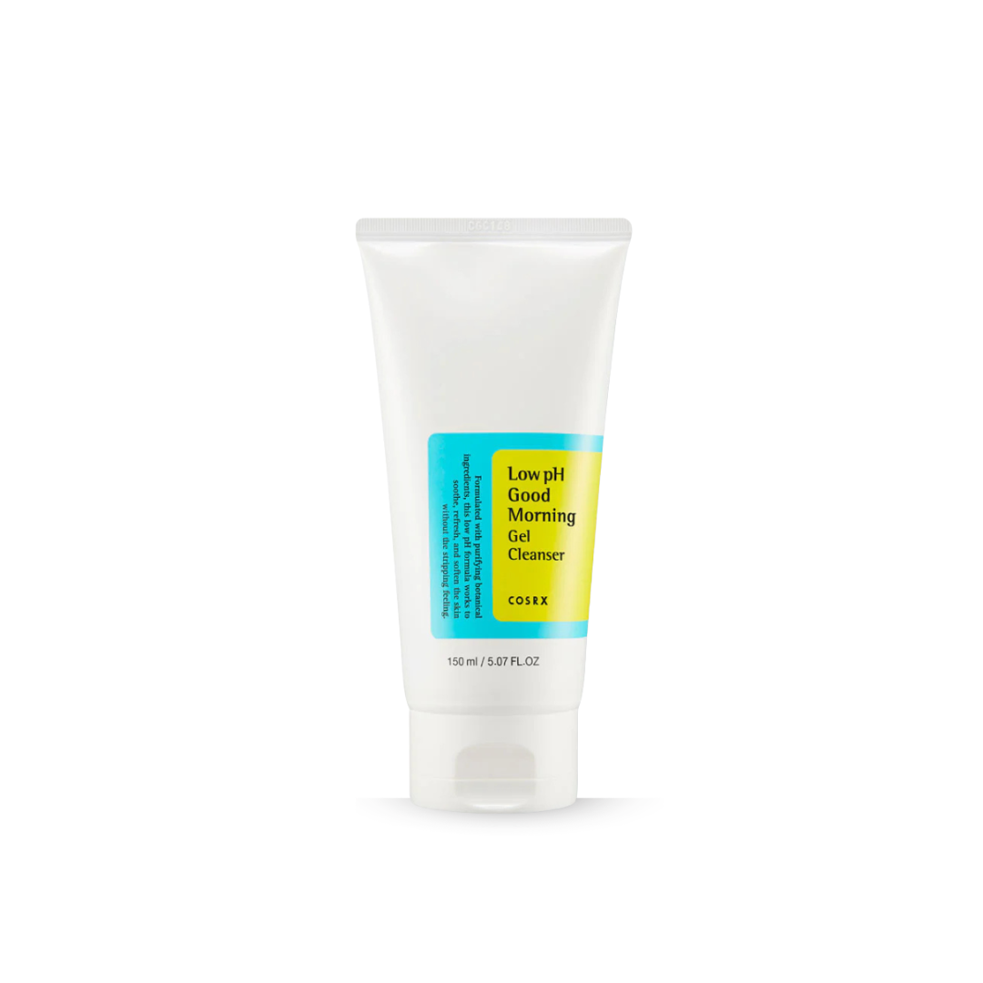 Tube of COSRX Low pH Good Morning Gel Cleanser on a white background