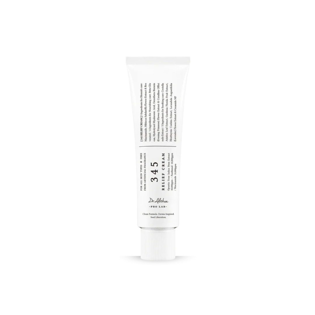 Tube of Dr. Althea 345 Relief Cream with label on a white background