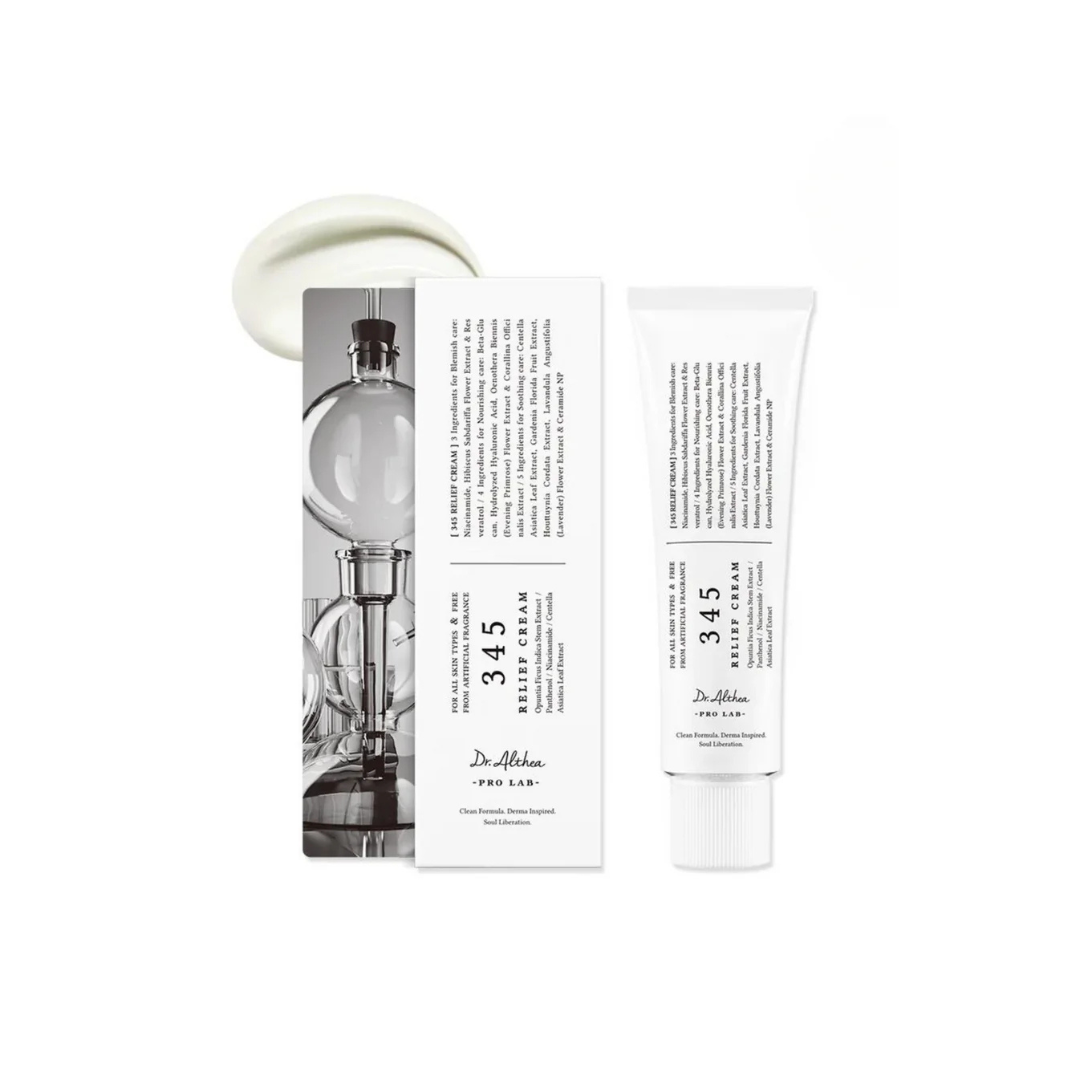Dr. Althea 345 Relief Cream packaging and tube on a white background