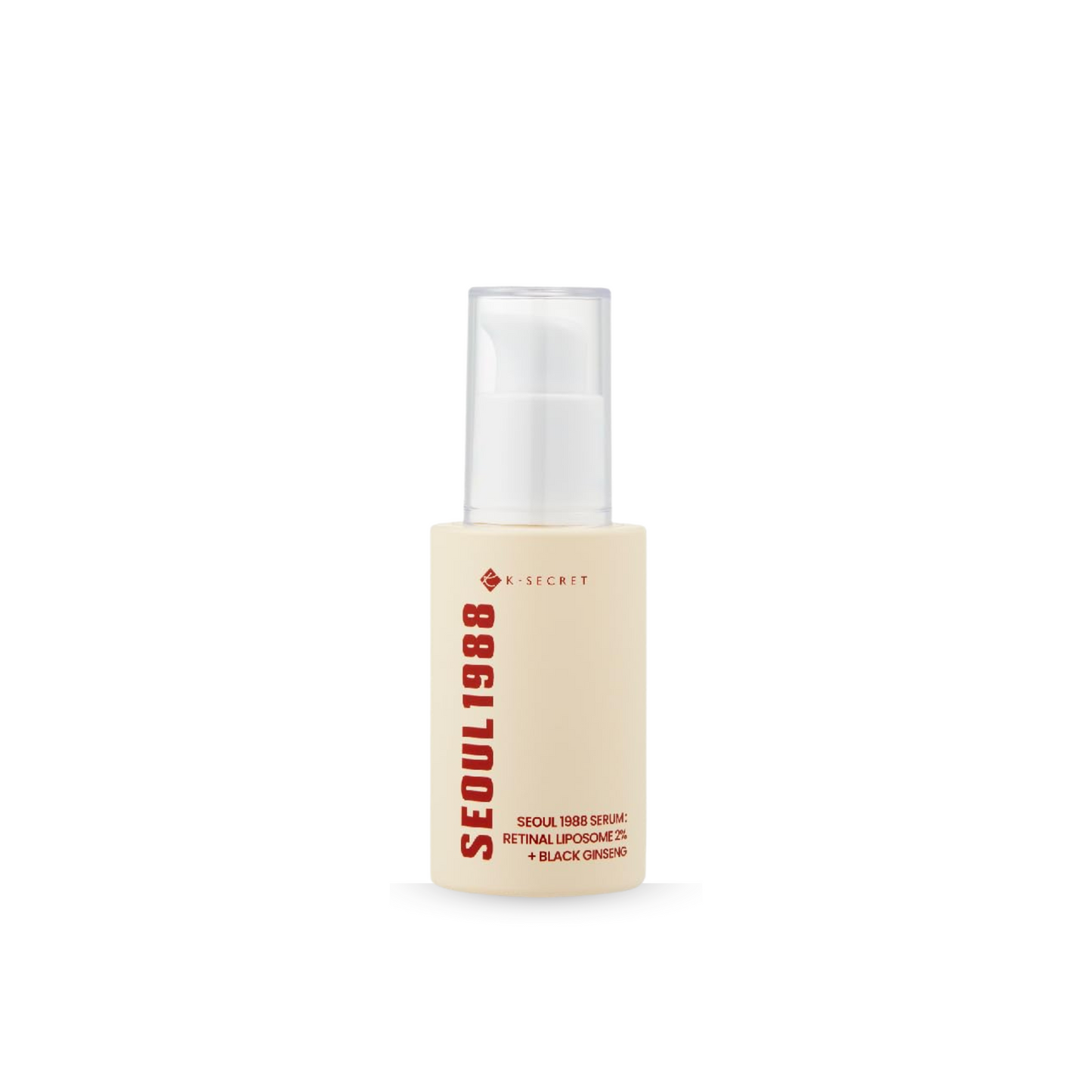 K-Secret SEOUL 1988 Serum: Retinal Liposome 2% + Black Ginseng on a white background