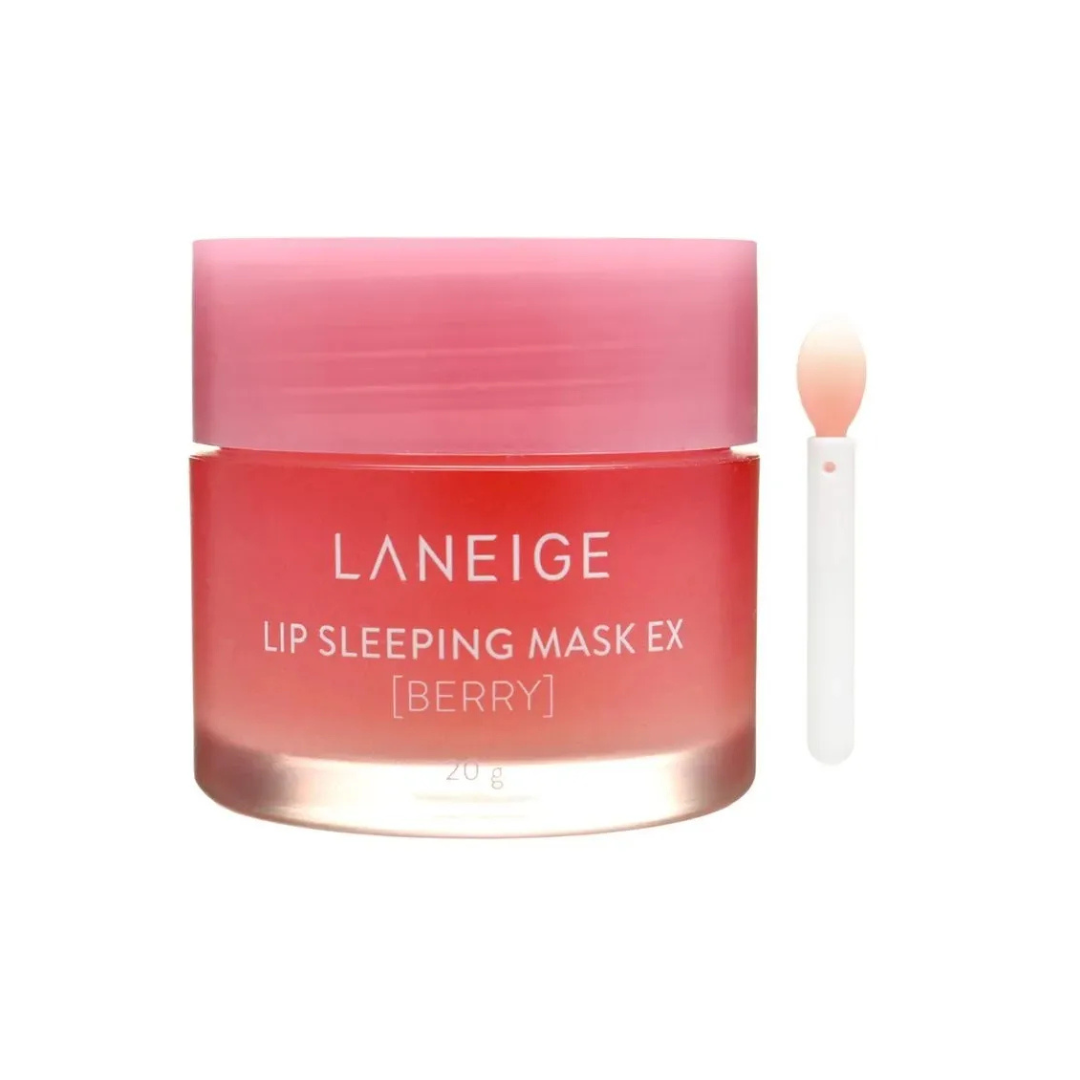 LANEIGE Lip Sleeping Mask_EX (Berry) with applicator on a white background