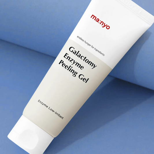 Tube of Galactomy Enzyme Peeling Gel by manyo on a blue background