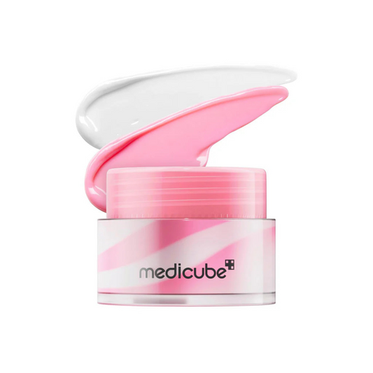 Pink Medicube PDRN Lip Sleeping Mask jar with 'medicube' branding on a white background