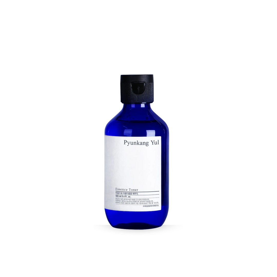 Pyunkang Yul Essence Toner bottle with black cap on a white background
