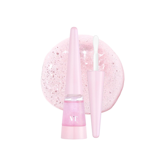 VT Cosmetics Reedle Shot Lip Plumper - Twinkle with product applicator and colour swatch on a white background