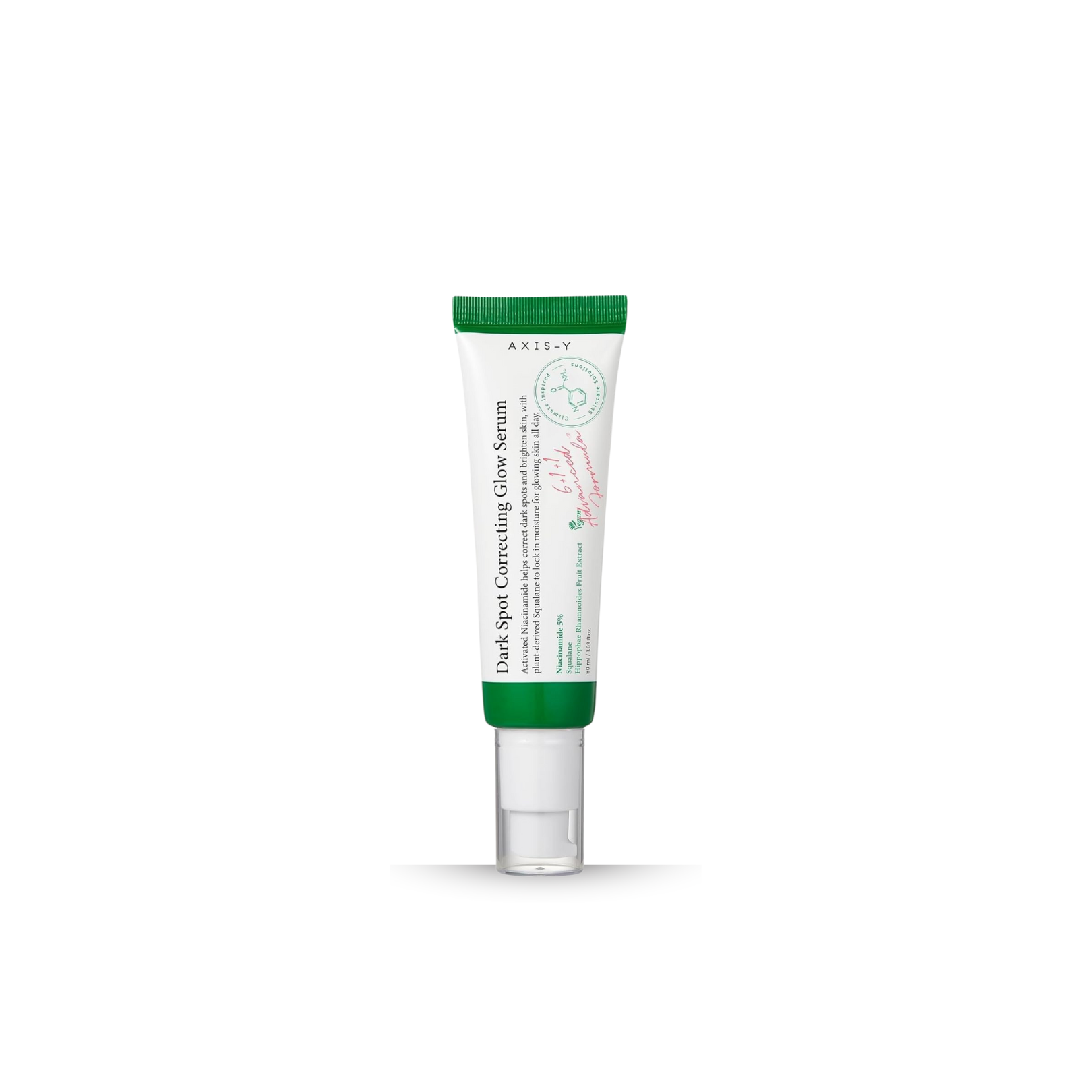 Tube of Axis-y skincare serum on a white background
