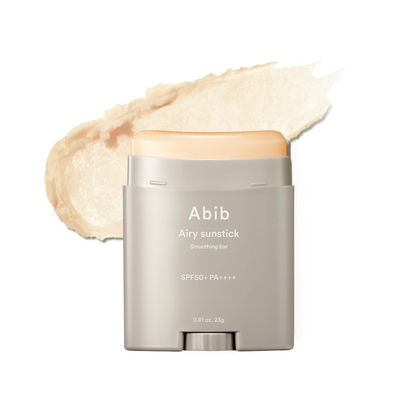 Abib Airy sunstick with a swatch of product on a white background