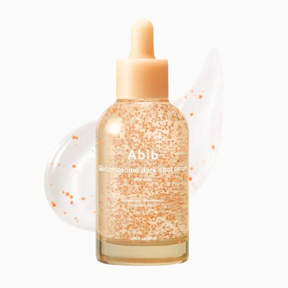 Abib Glutathiosome Dark Spot Serum Vita Drop on a white background. Texture shot