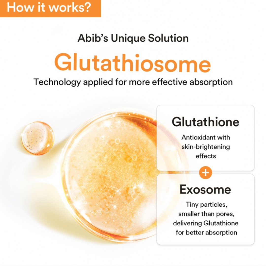 Information on Abib's Glutathiosome solution with visual elements and text.
