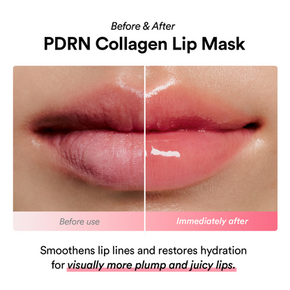 Before and after effect of Abib PDRN Collagen Lip Mask Glazed Jelly on lips