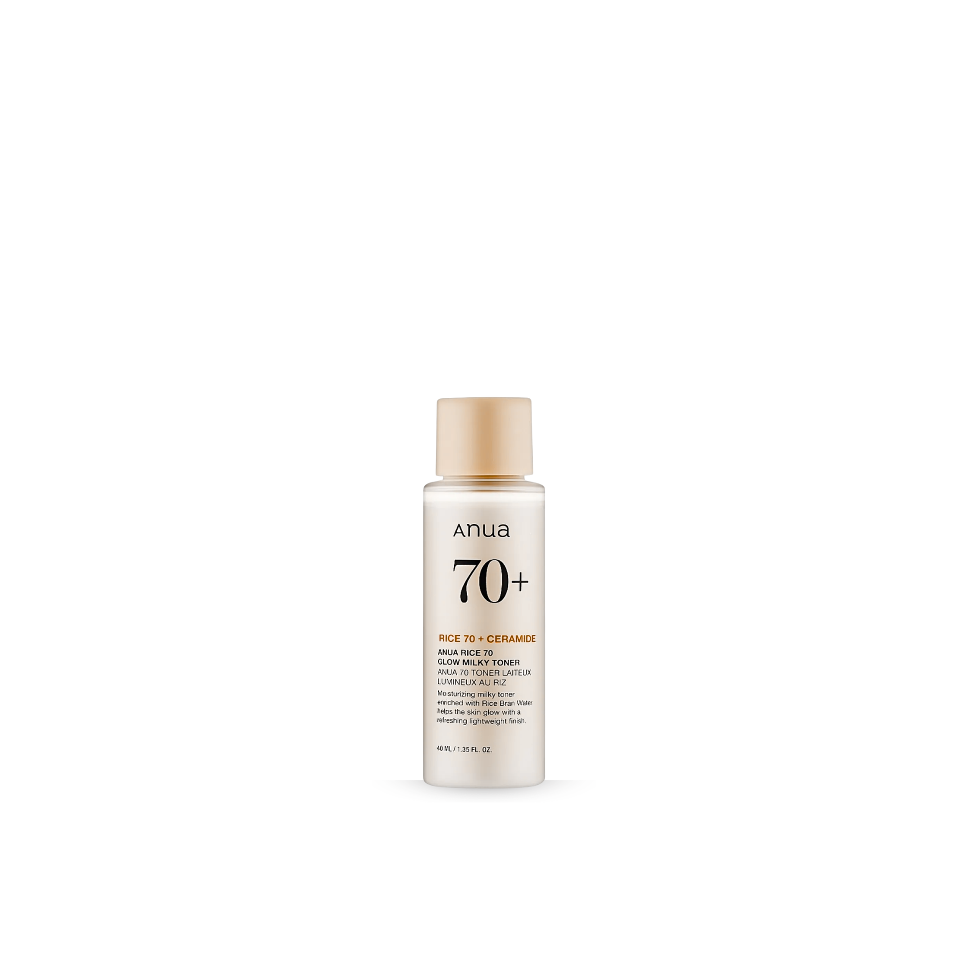 Anua Rice 70 Glow Milky Toner Mini bottle on a white background