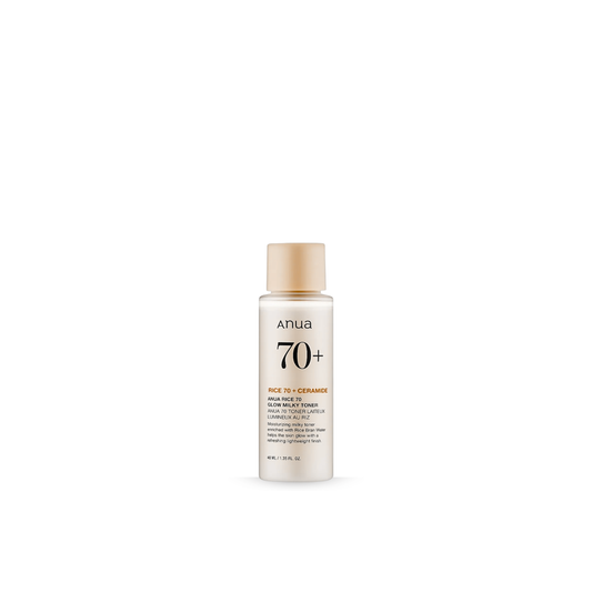 Anua Rice 70 Glow Milky Toner Mini bottle on a white background