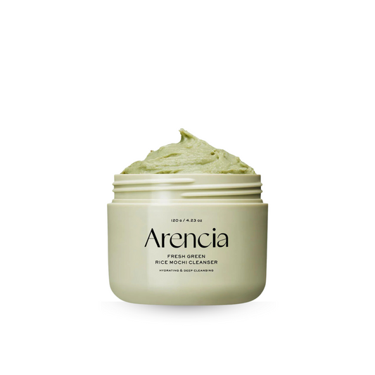 Arencia Fresh Green Rice Mochi Cleanser jar on a white background