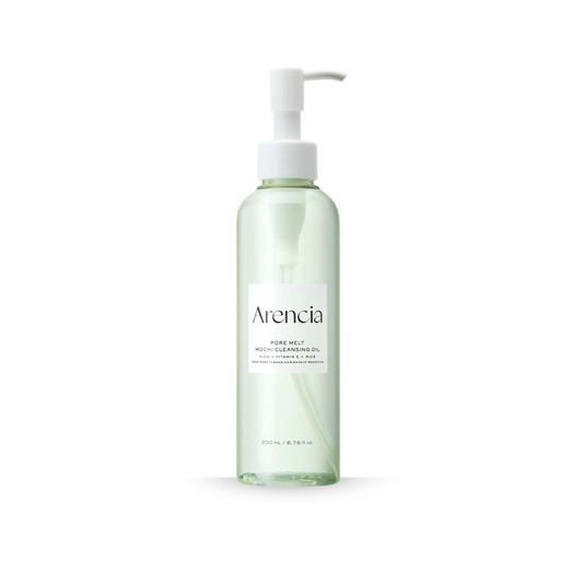 Bottle of Arencia Pore Melt Mochi Cleansing Oil on a white background
