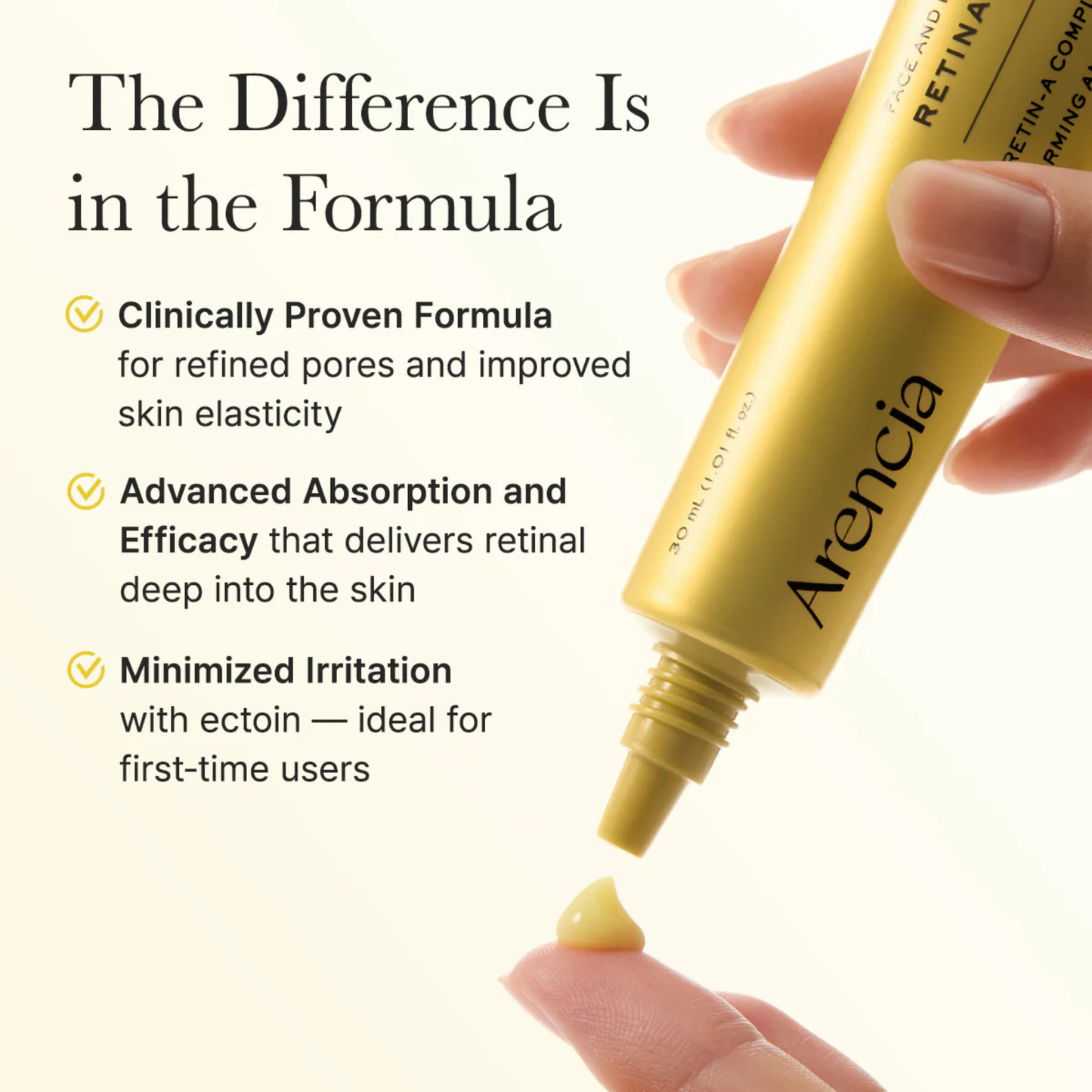 Arencia Retinal Booster Shot with text highlighting its benefits