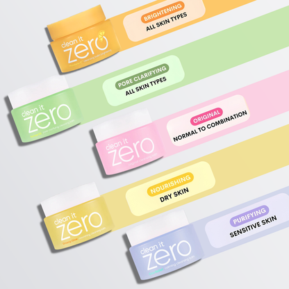 Clean It Zero Cleansing Balm Comparison indicating which balm is best suited to which skin type