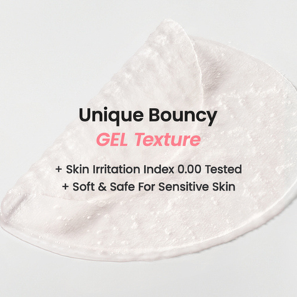 Gel pad with 'Unique Bouncy Gel Texture' text on a white background