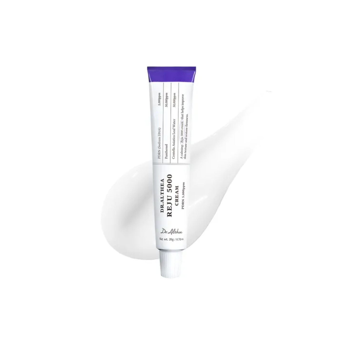 Dr. Althea Reju 5000 Cream with product smear on a white background