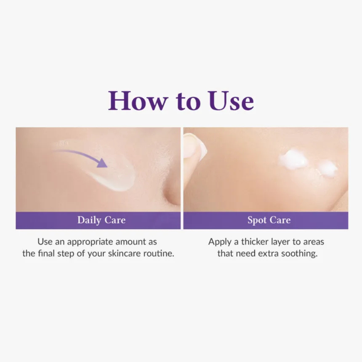 Dr. Althea Reju 5000 Cream applied to a woman's cheek with text with usage instructions