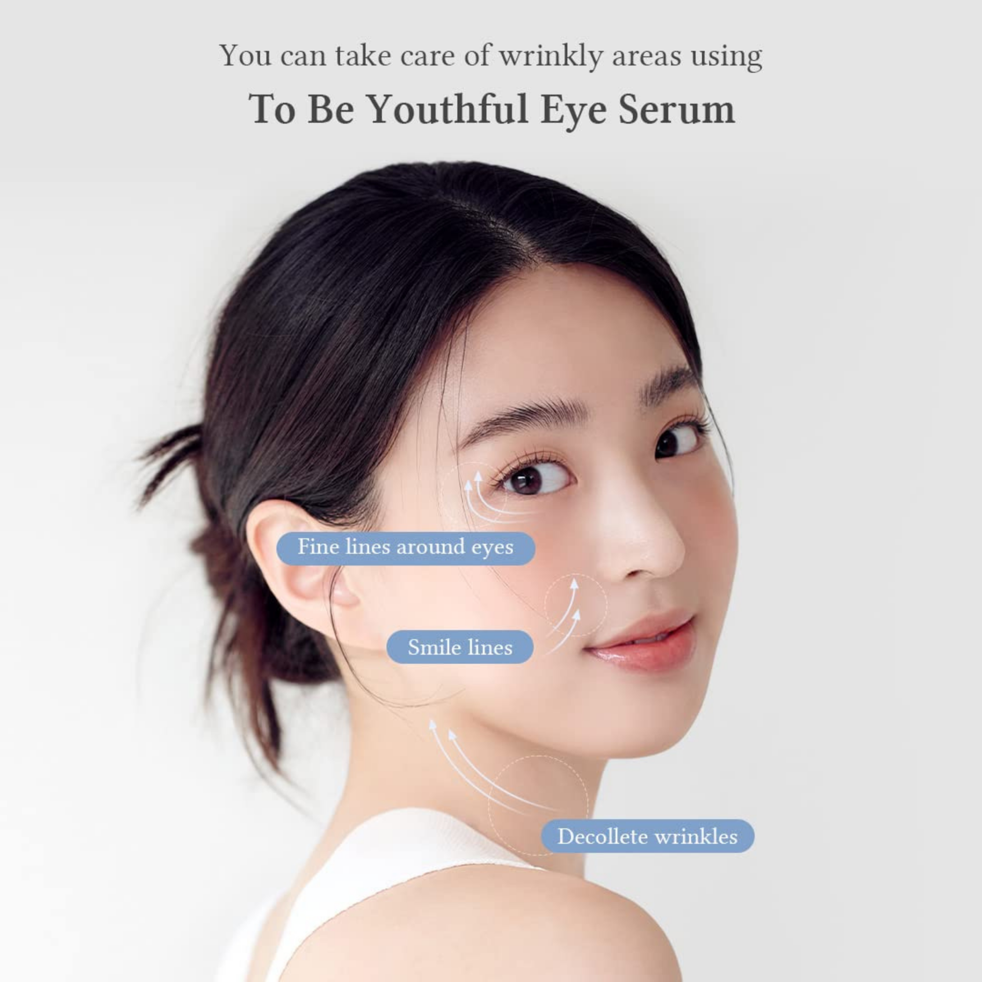 Advertisement for Dr. Althea To Be Youthful Eye Serum with a woman's face showing areas to be treated.