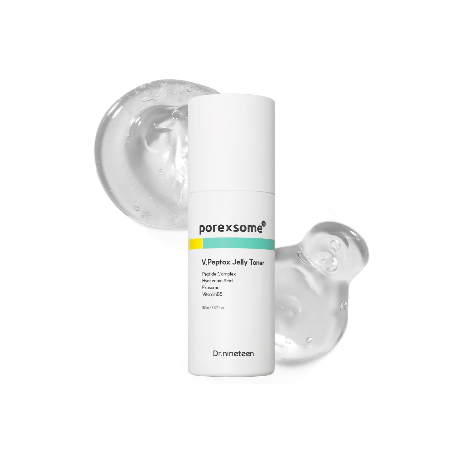 Dr.nineteen PoreXsome V.Peptox Jelly Toner on a white background with Jelly Toner