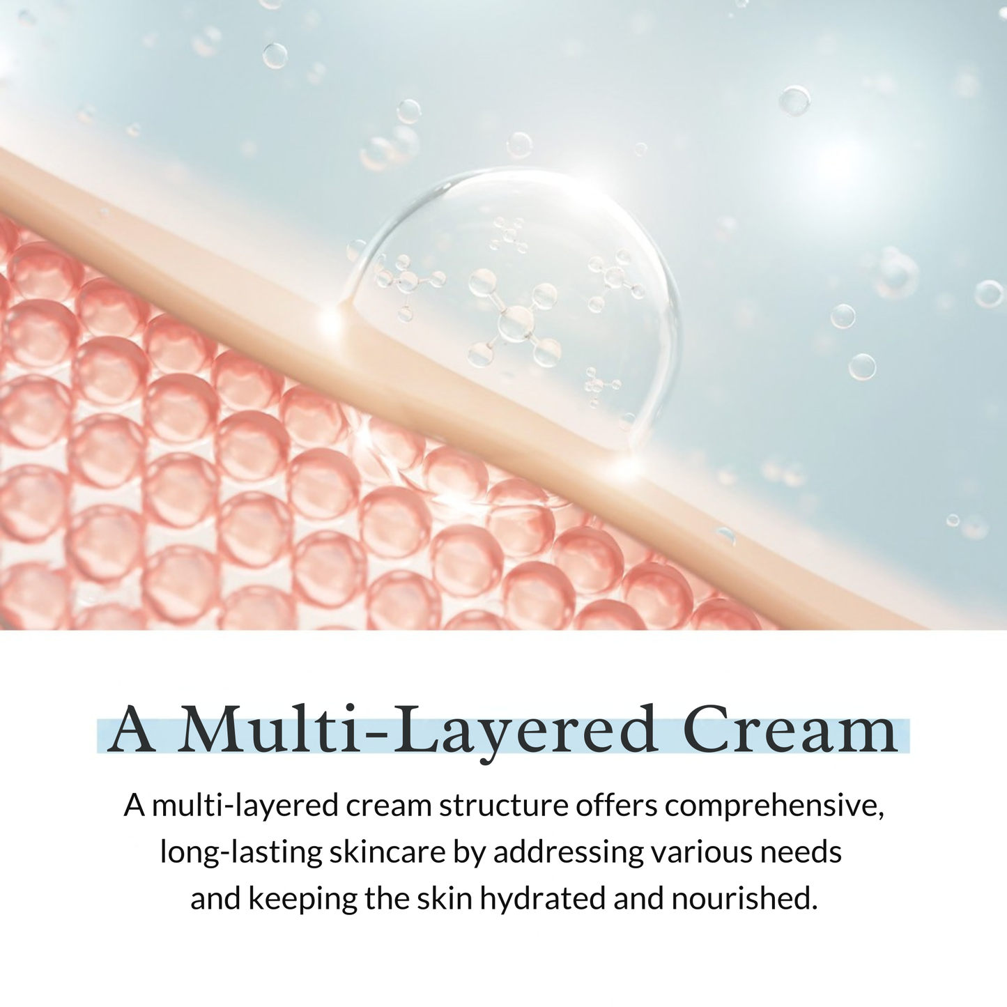 Close up diagram of skin showing multi-level hydration provided by the Dr. Althea 147 Barrier Cream