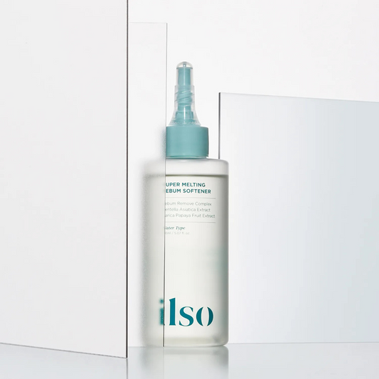 Bottle of ilso serum softener on a white background