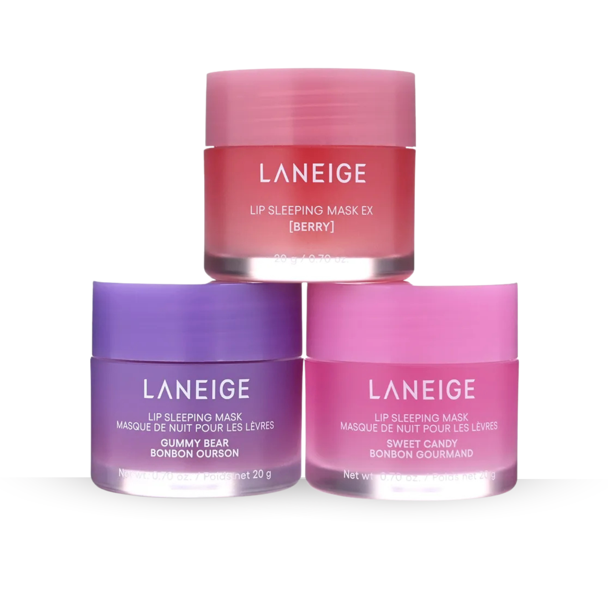 LANEIGE Lip Sleeping Mask Trio Set on a white background