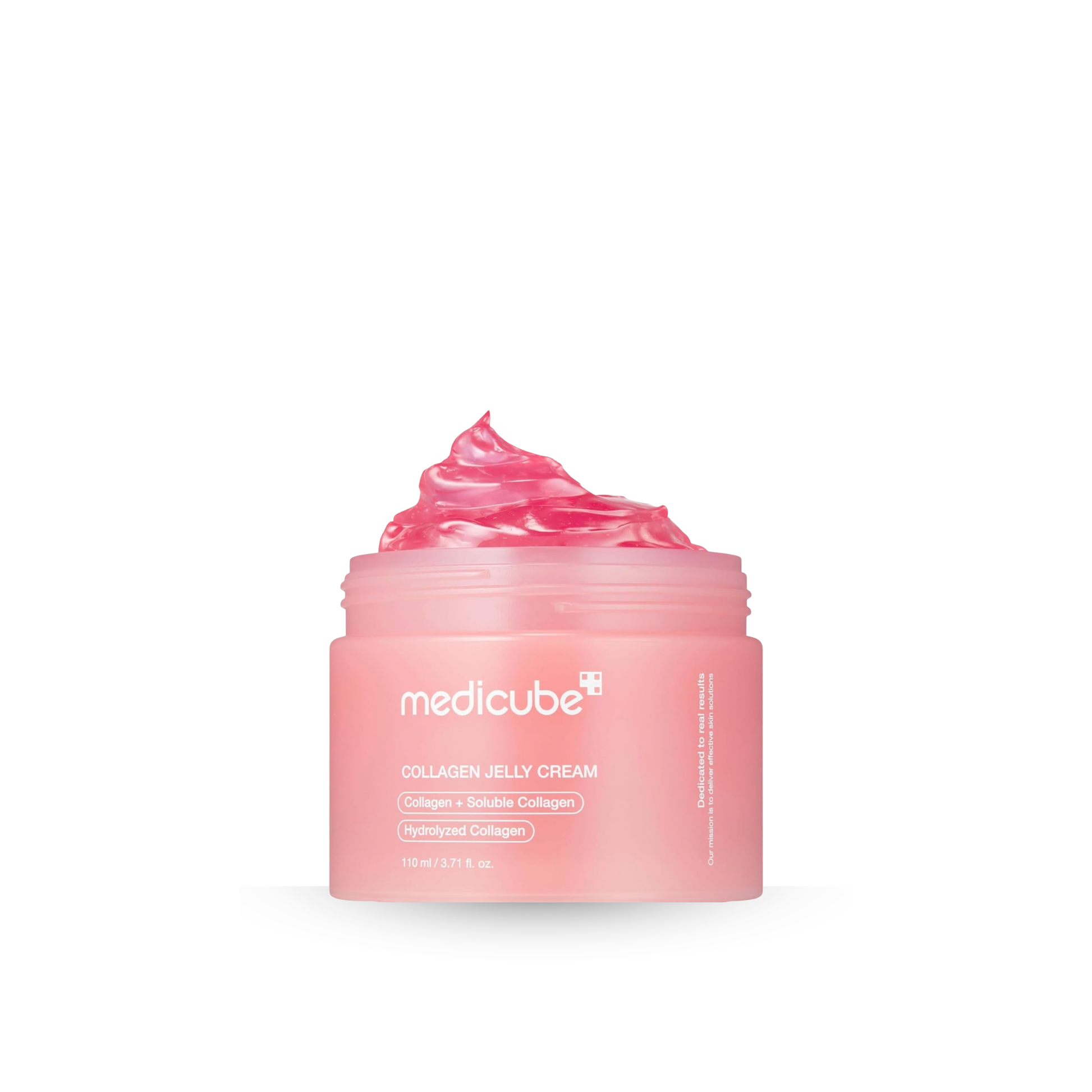 Pink jar of Medicube Collagen Jelly Cream on a white background