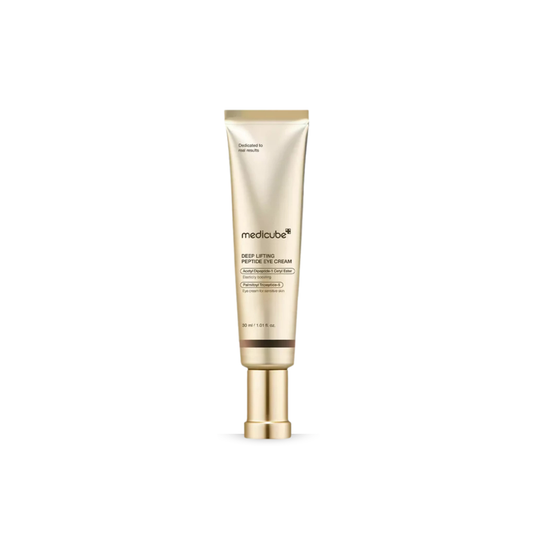 Medicube Deep Lifting Eye Cream tube on a white background