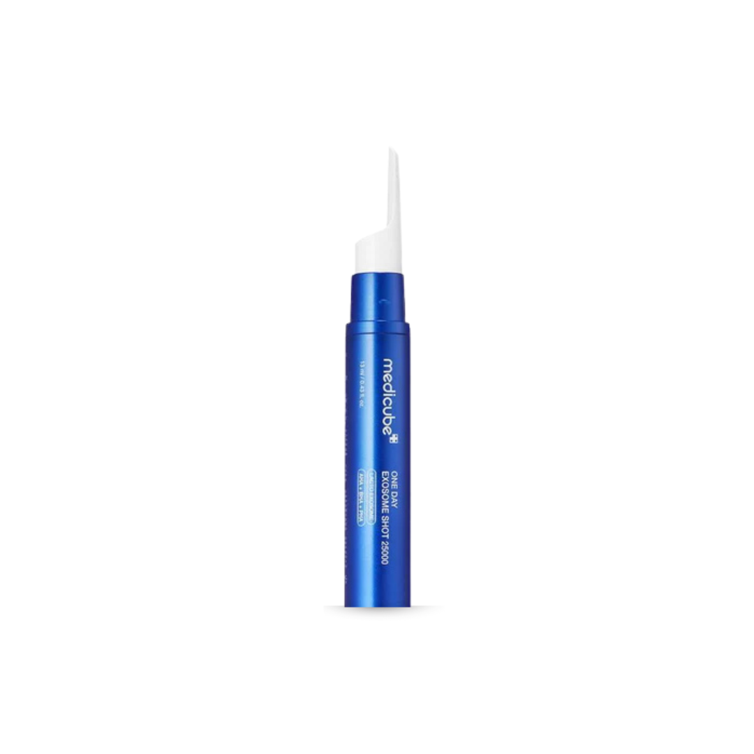 Medicube One Day Exosome Shot Pore Ampoule 25000 with white cap on a white background