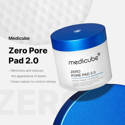Medicube Zero Pore Pad 2.0 jar with blue lid on a white background