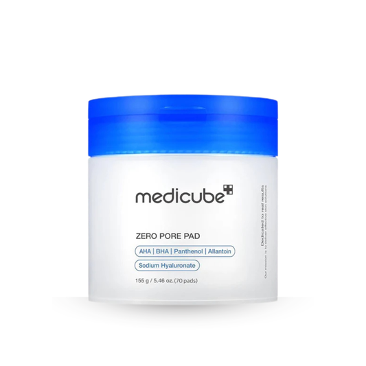 Medicube Zero Pore Pad container with blue lid on a white background