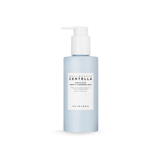 SKIN1004 Hyalu-Cica Blue Gentle Cleansing Milk with pump dispenser on a white background