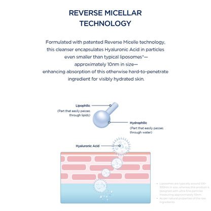Text on the Reverse Micellar Technology in the SKIN1004 Hyalu-Cica Blue Gentle Cleansing Milk