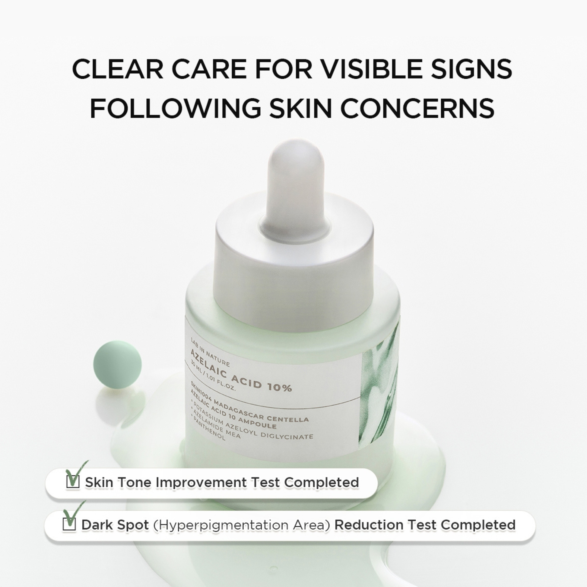 Tone improvement and dark spot reduction of SKIN1004 Lab in Nature Madagascar Centella Azelaic Acid 10 Ampoule