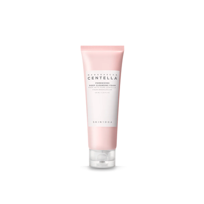 Pink SKIN1004 Madagascar Centella Poremizing Deep Cleansing Foam on a white background