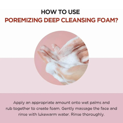 Instructions on how to use SKIN1004 Madagascar Centella Poremizing Deep Cleansing Foam with a close-up of foam texture on skin.