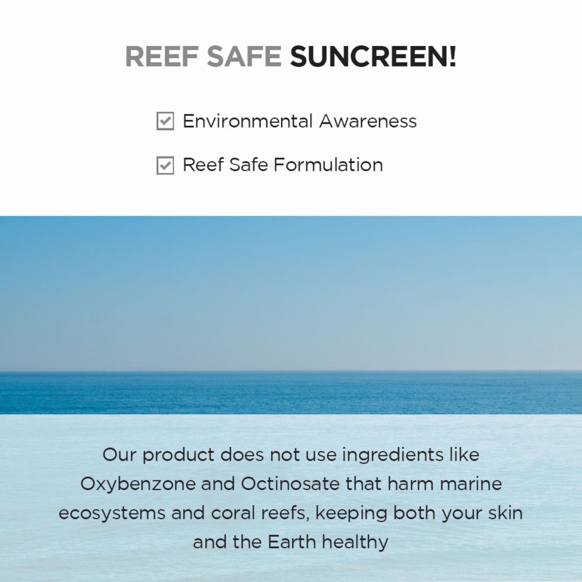 Reef safe description of SKIN1004 Madagascar Centella Tone Brightening Tone Up Sunscreen SPF50+ PA++++ with ocean background
