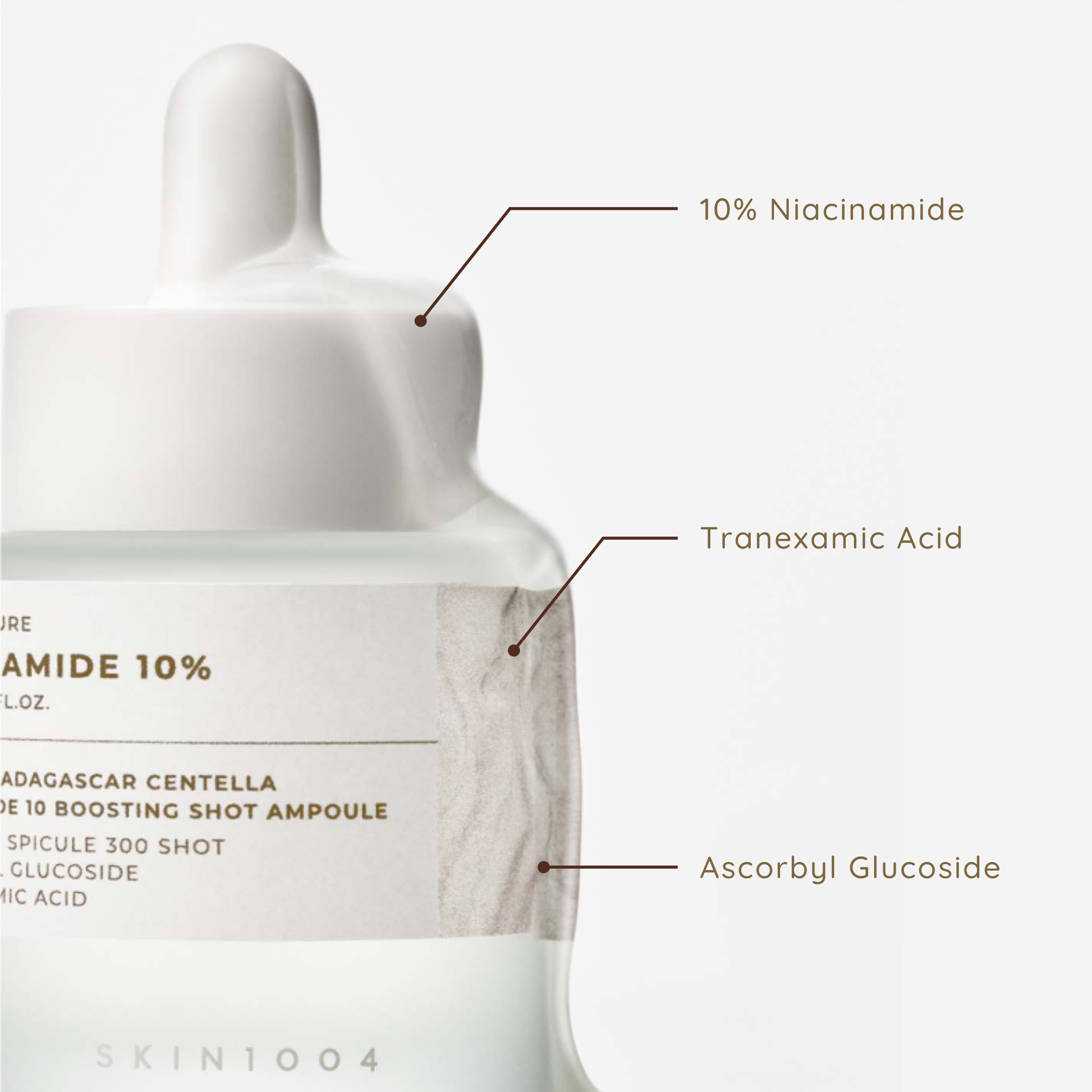 SKIN1004 Niacinamide 10 Boosting Shot Ampoule close up with listed Hero ingredients