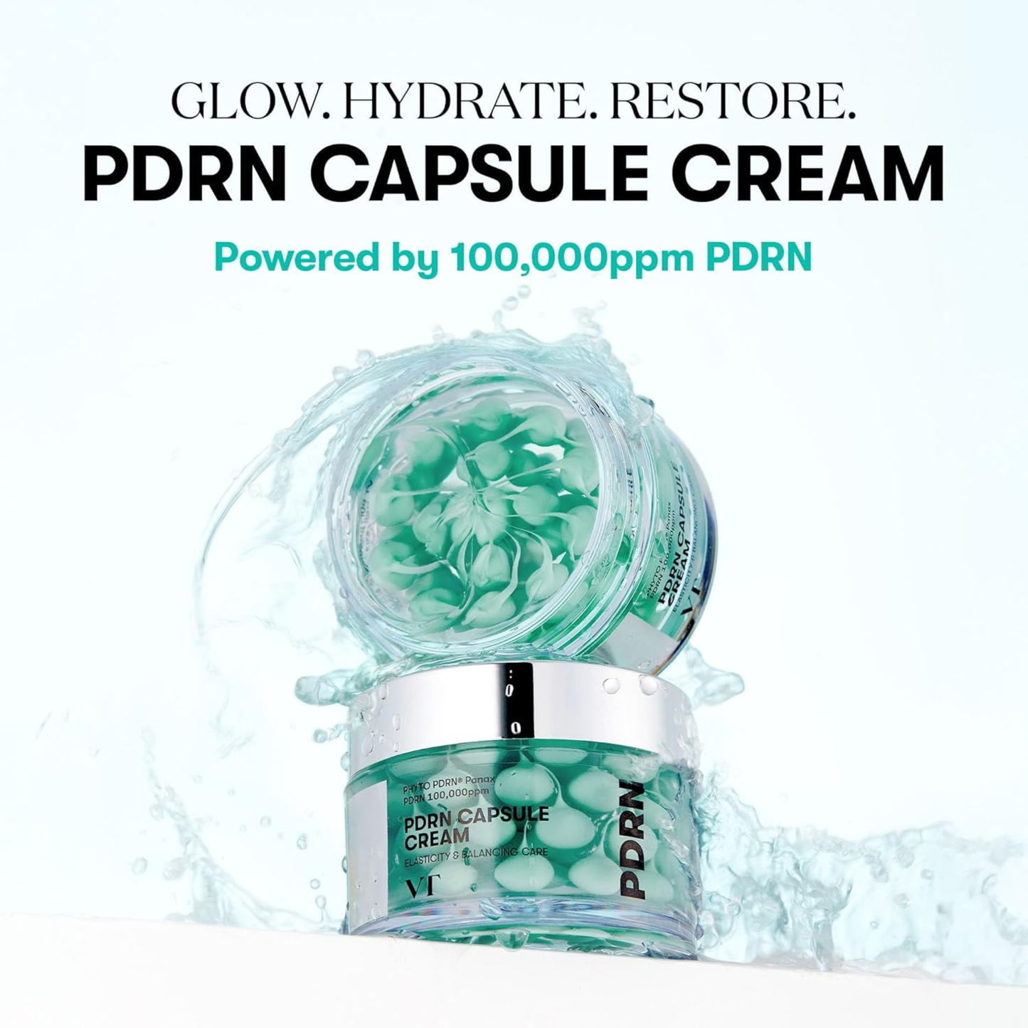 PDRN Capsule Cream with text highlighting benefits on a white background