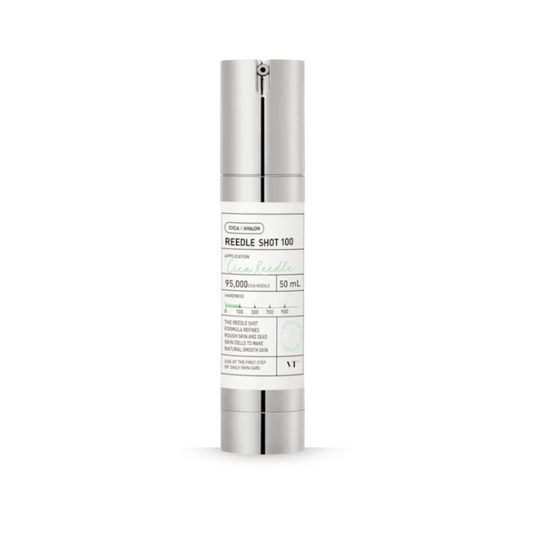 VT Cosmetics Reedle Shot 100 bottle with silver cap and white label on a white background
