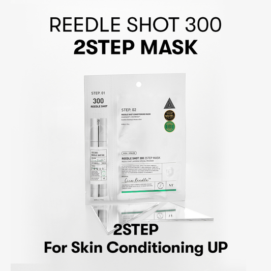 VT Cosmetics Reedle Shot 300 2 Step Mask with Title on a light grey background
