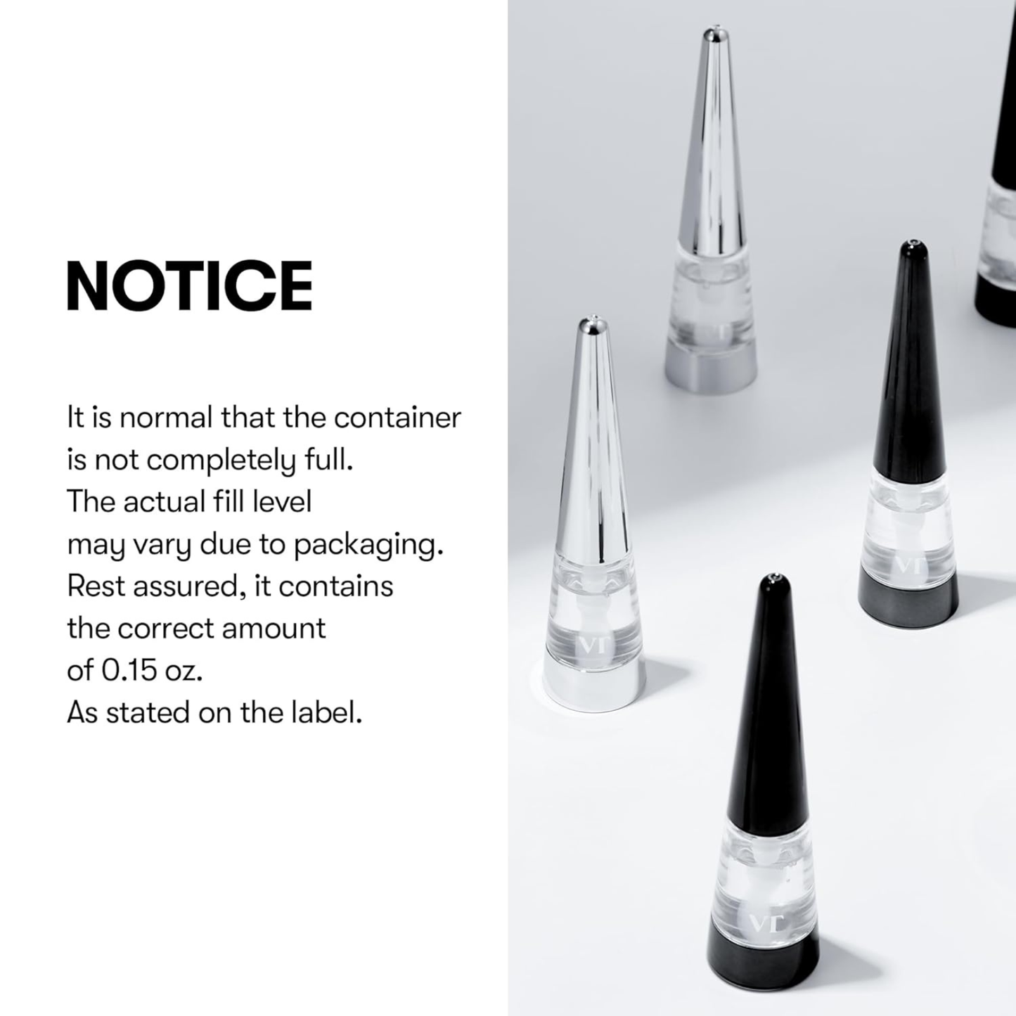 Filling notice for Reedle Shop Lip Plumpers stating that filling level may vary due to packaging